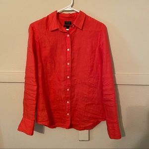 Linen long sleeve collared blouse